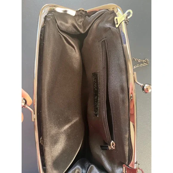 White‎ House Black Market Black Beaded Sequin Clasp Evening Clutch Chain Bag - Picture 2 of 3